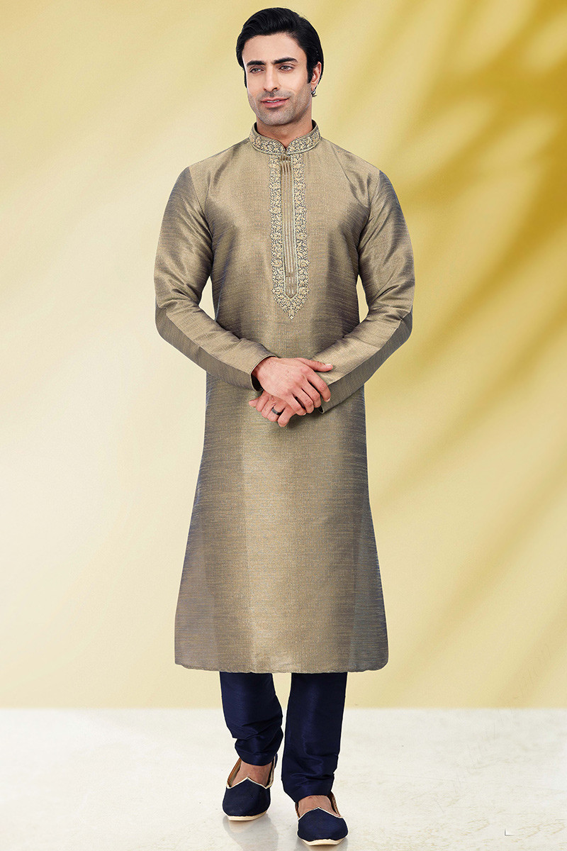 edenrobe Men's Mehndi Kurta Ceremonial - EMTKC23-100 – edenrobe Pakistan