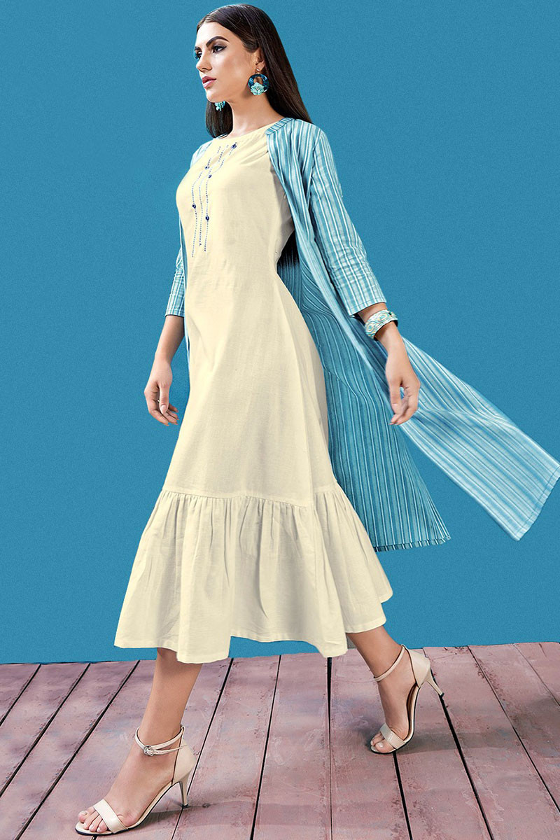 White frock discount style kurti