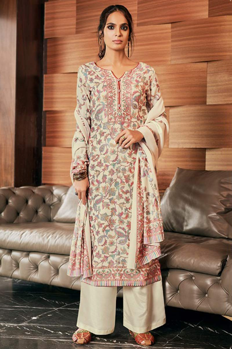 Off White Cotton Palazzo Pant Trouser Suit