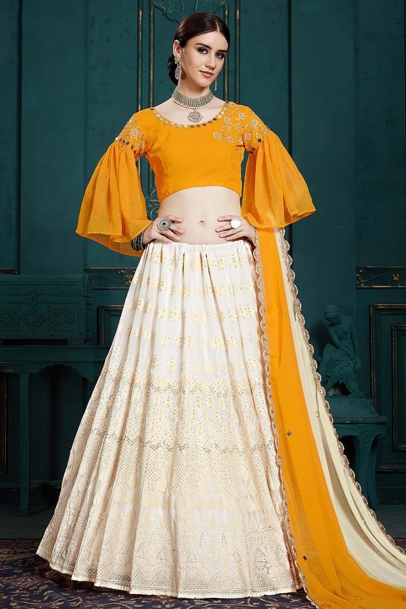 Designer Yellow White Lehenga Choli for Women Indian Wedding Party Wear Ghagra  Choli Reception Wear Lengha Choli Sangeet Haldi Wear Choli - Etsy