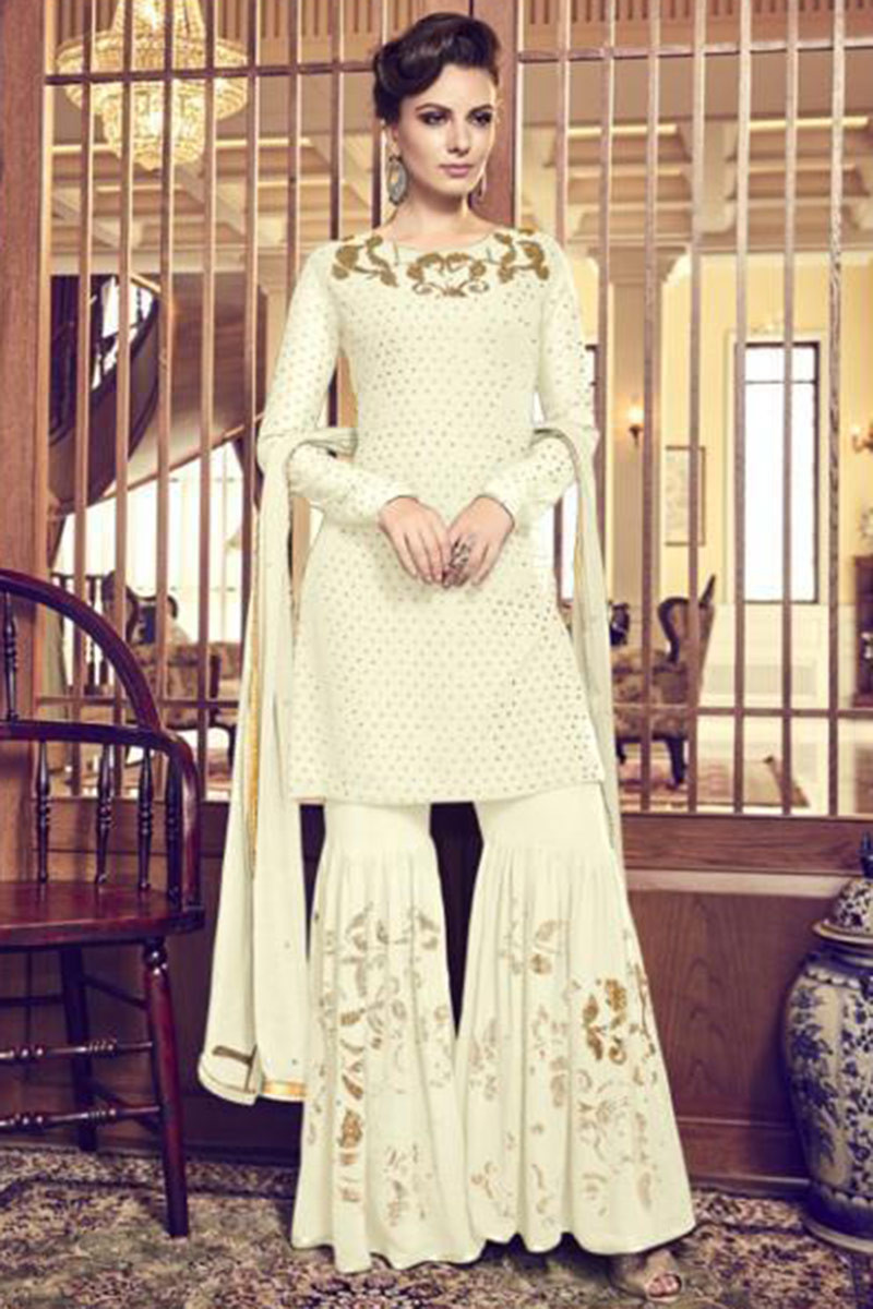 White sharara 2025 suit design