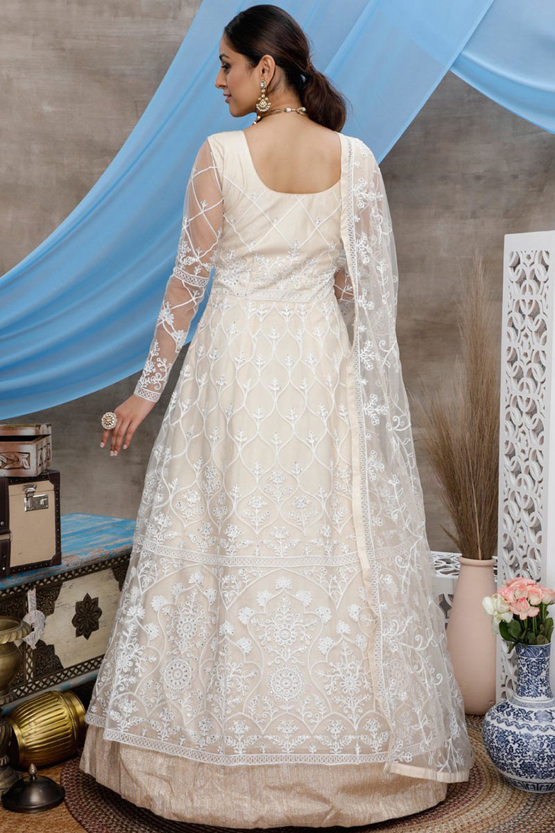 White net 2025 anarkali suit