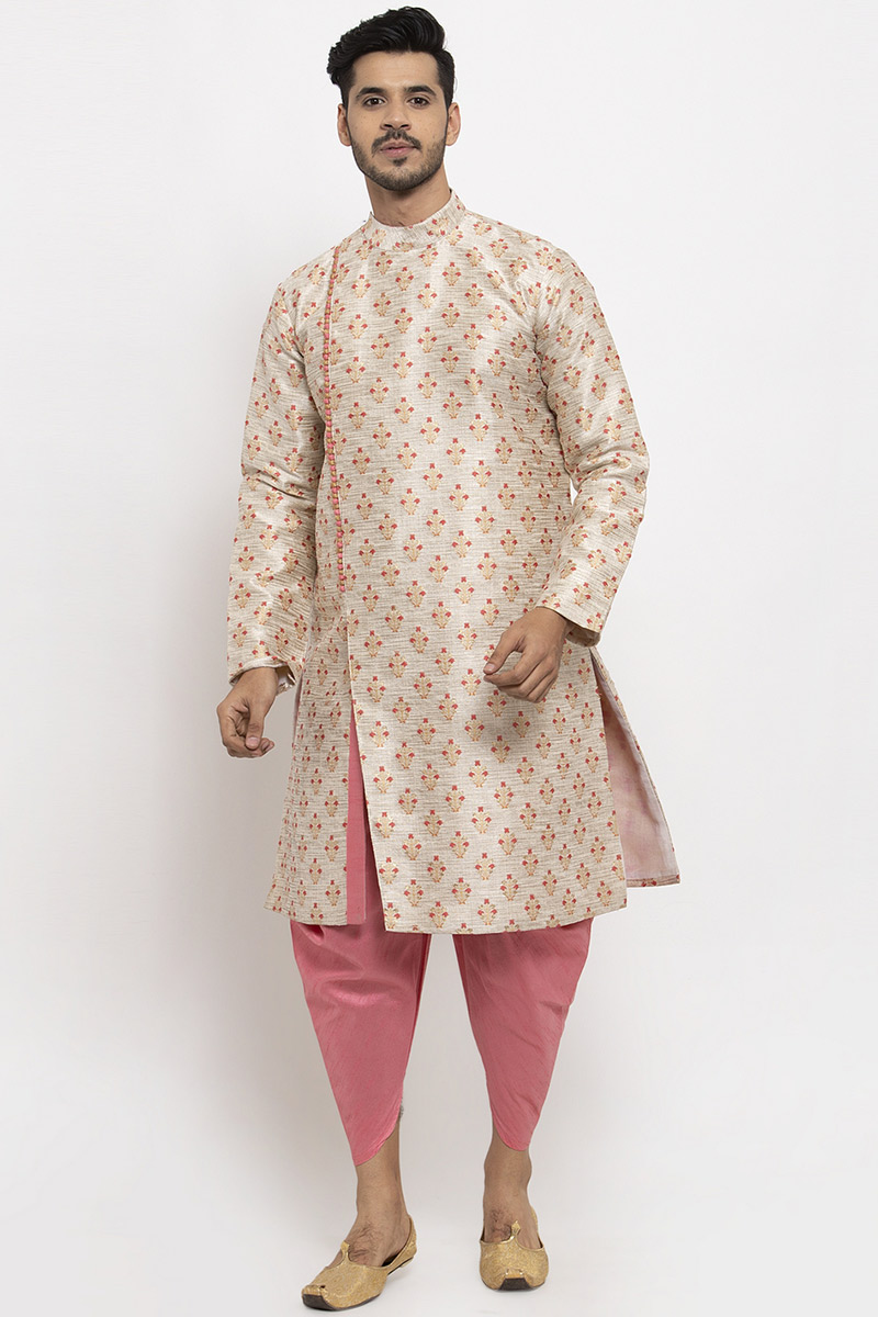 Off White Silk Indian Dhoti Kurta For Wedding