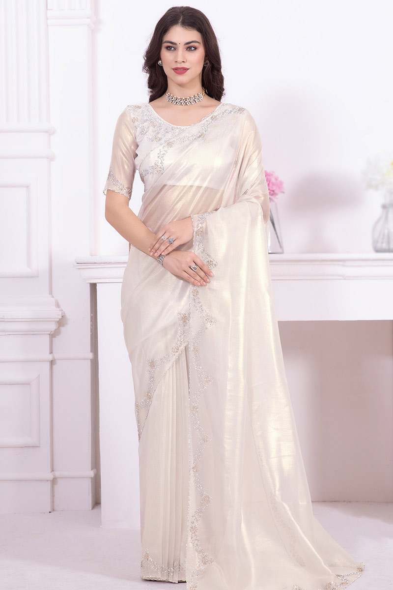 White organza saree online