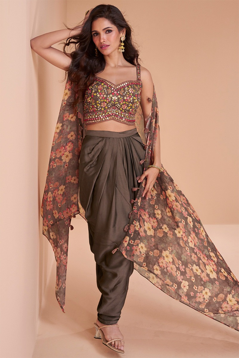 Dhoti style dress with shrug deals