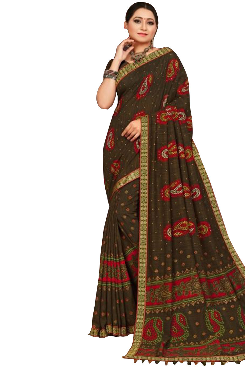 Ready To Wear Red Bandhani Print Saree With Hand Embroidered Blouse - –  SONAL & PANKAJ