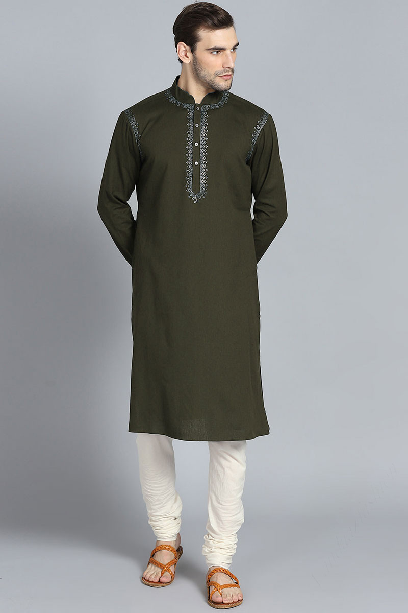 Olive green pathani suit best sale