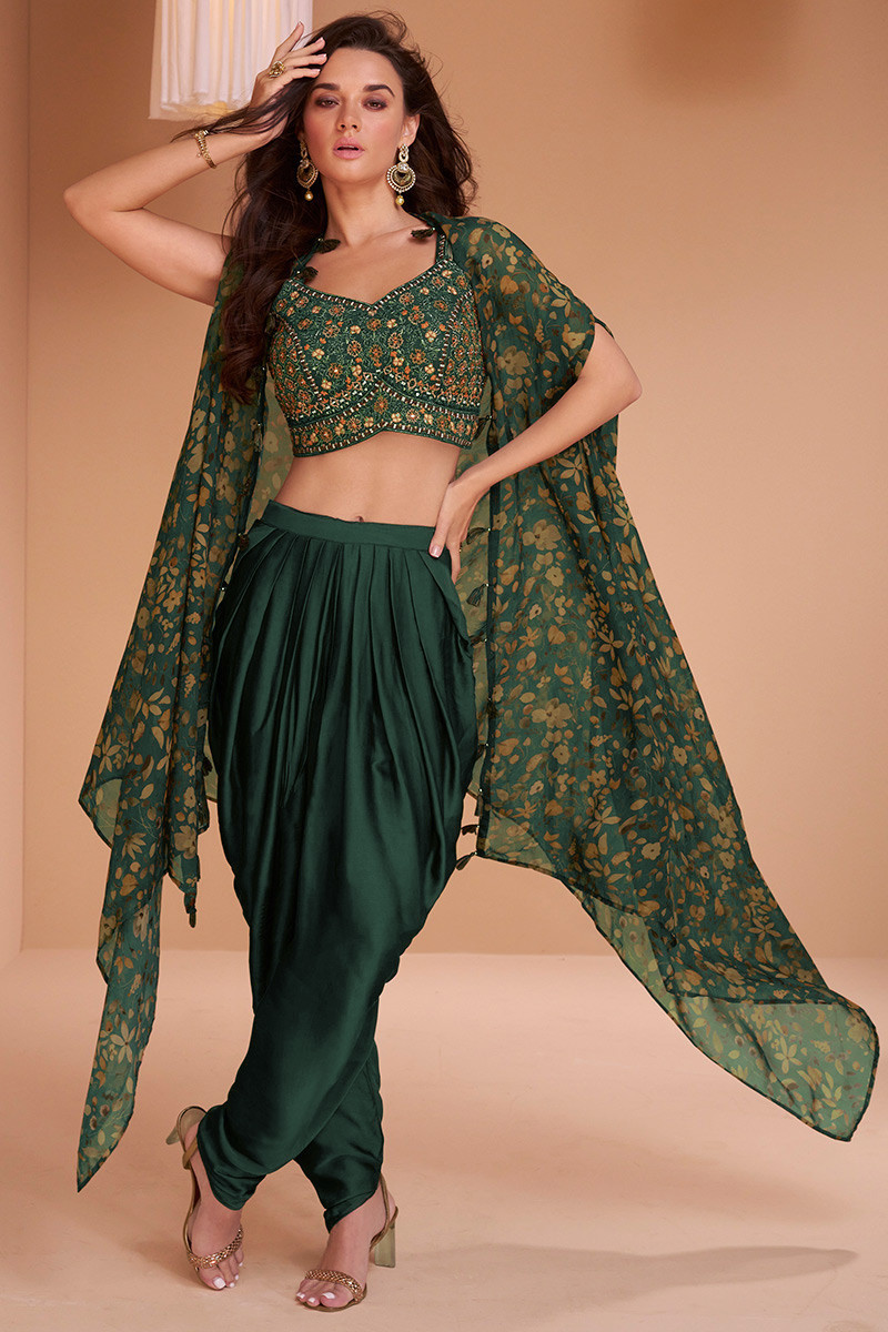 Green dhoti pants hot sale