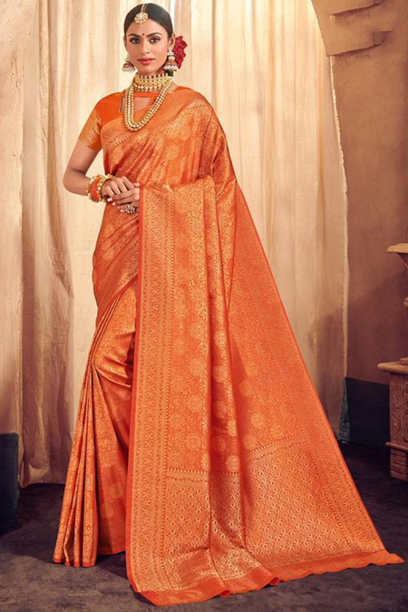 Wedding saree orange best sale color