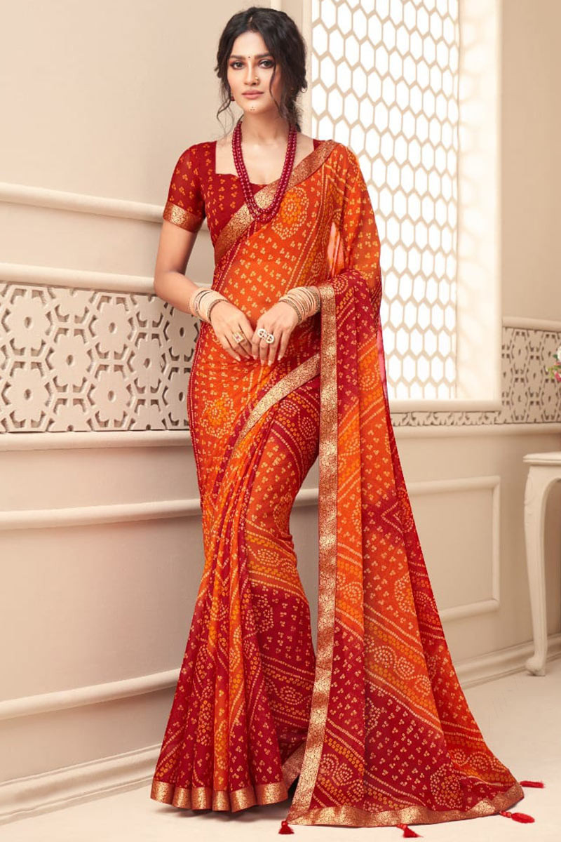 Orange party wear saree outlet