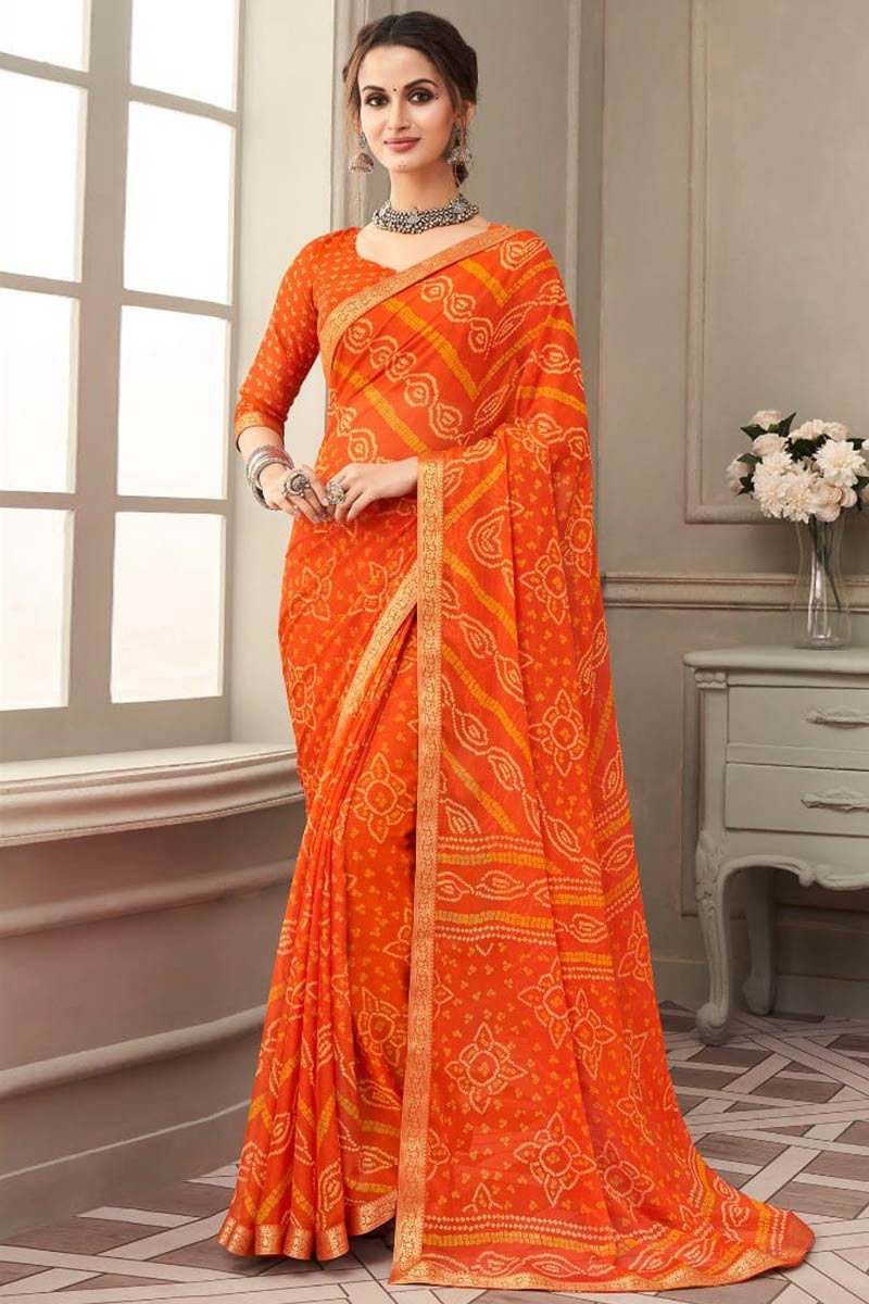Orange store chiffon blouse