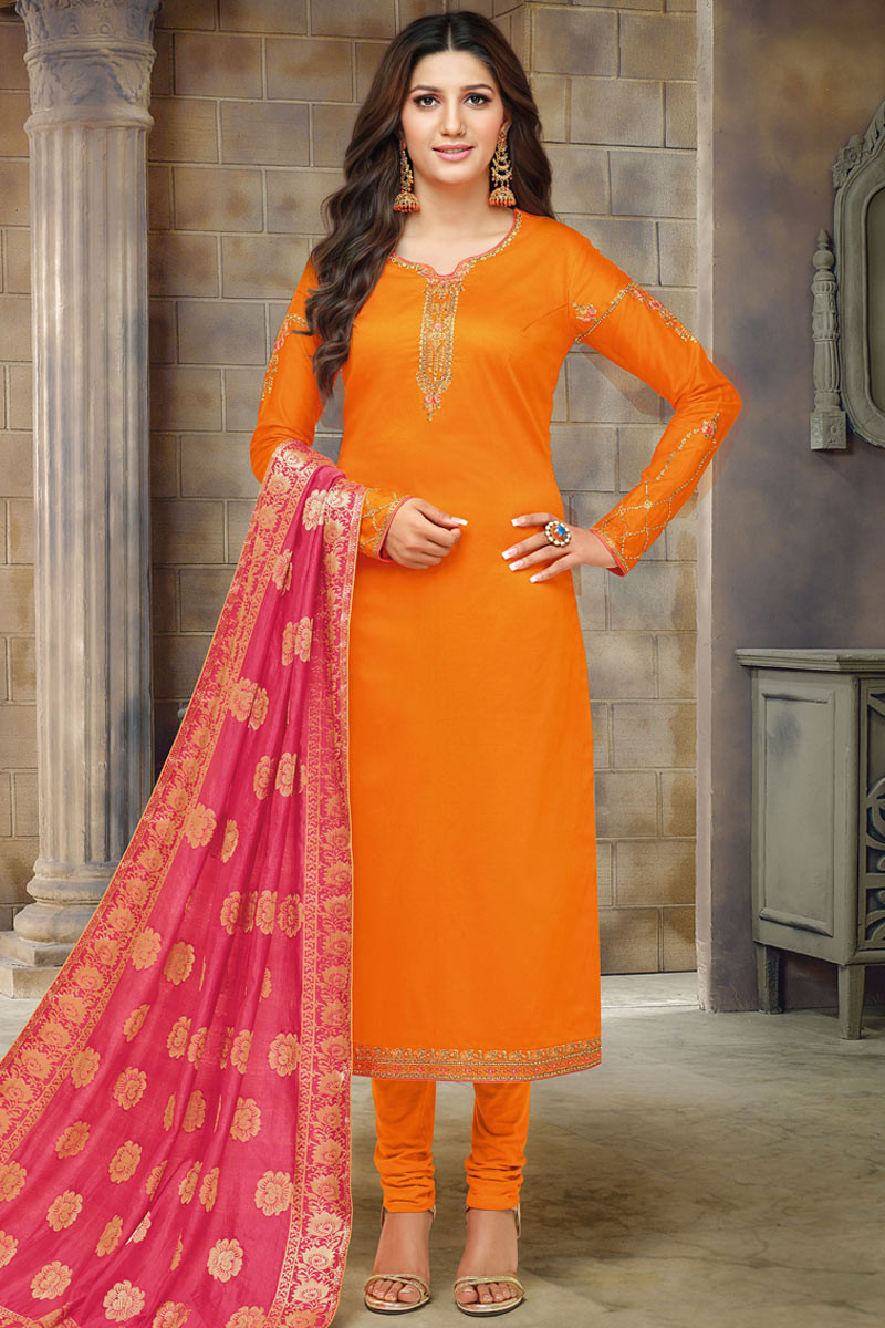 Orange churidar designs hotsell
