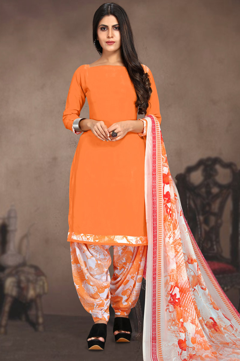 Orange colour punjabi outlet suit design