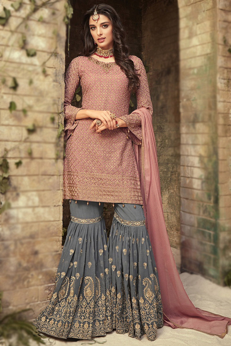 Dusty pink sharara on sale
