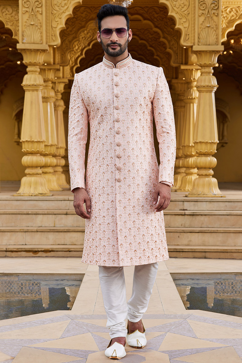 Pink sherwani for wedding outlet