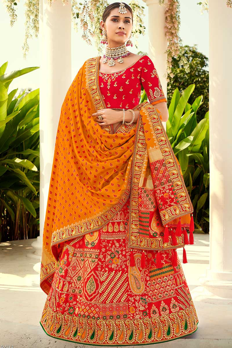 Use our heavy embroidery fabric for lehenga