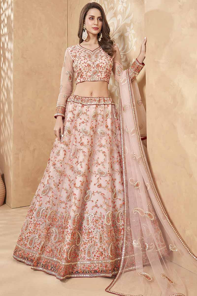 Buy Pink White Printed Cotton Blouse with Tiered Lehenga and Organza  Dupatta- Set of 3 | PCA18/PICA3 | The loom