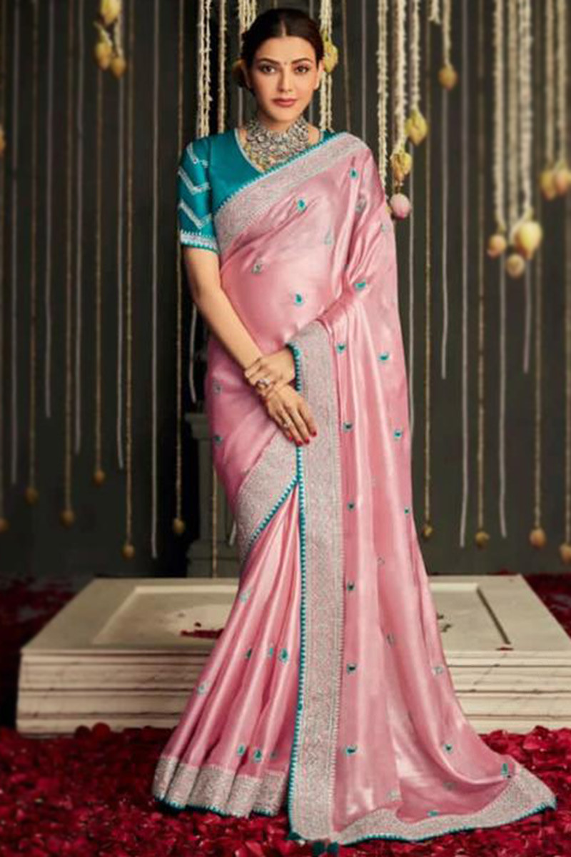 Pastel Pink Silk Embroidered Saree SARV139713
