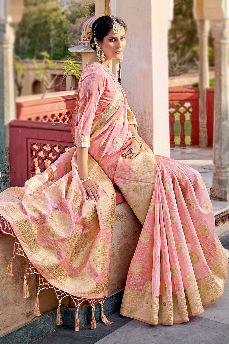 Pastel Pink Saree In Pure Kanjeevaram Silk at Rs 2299 | प्योर सिल्क साड़ी -  Shivam E-Commerce, Surat | ID: 2850578896655