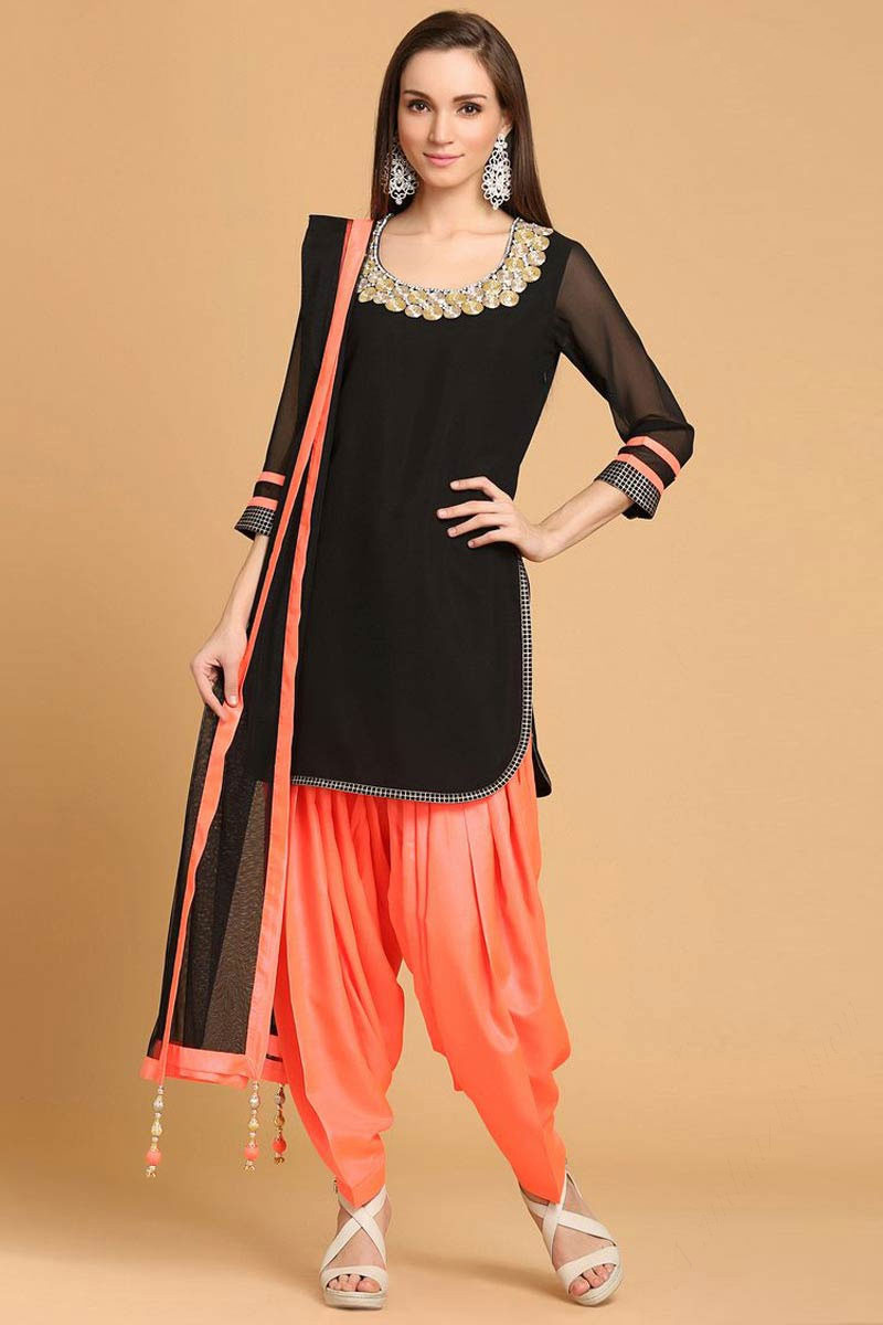 Buy Extraordinary Black Embroidered Georgette Jacket Salwar Suit From Zeel  Clothing.