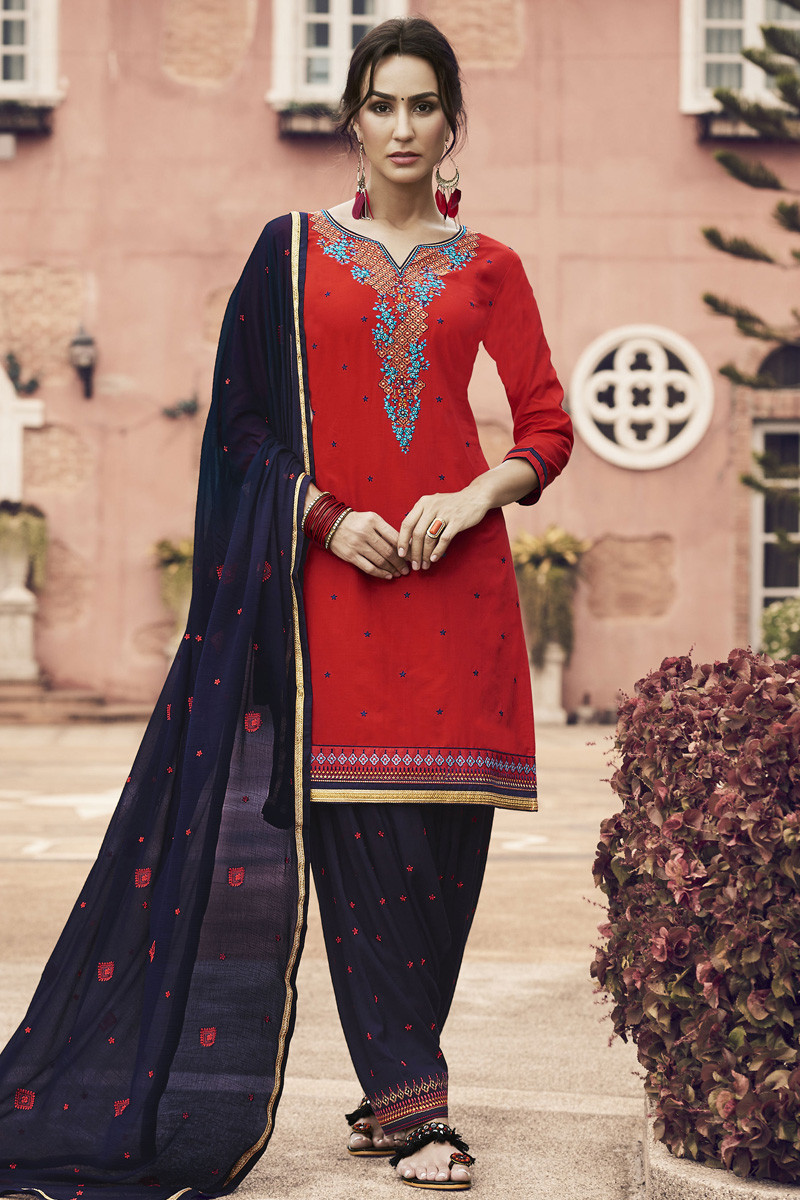 Cotton embroidery suits sales