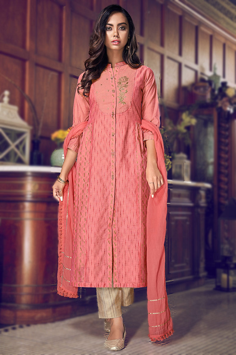 Peach top trouser suit