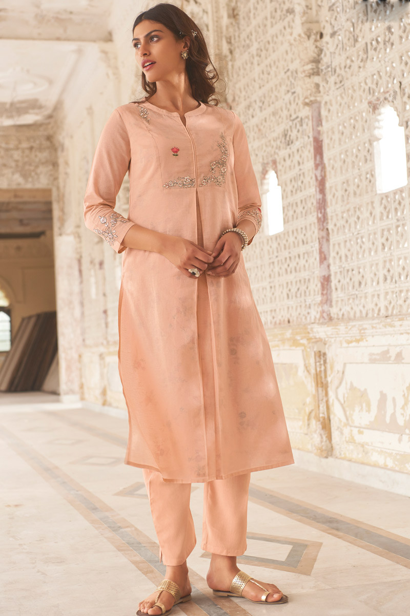 Buy Christmas Dress Linen Peach Trouser Suit LSTV07901