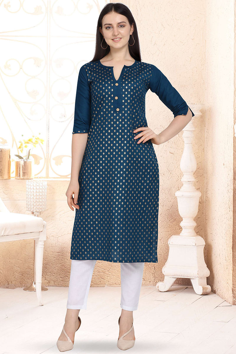 Blue kurti with pants discount