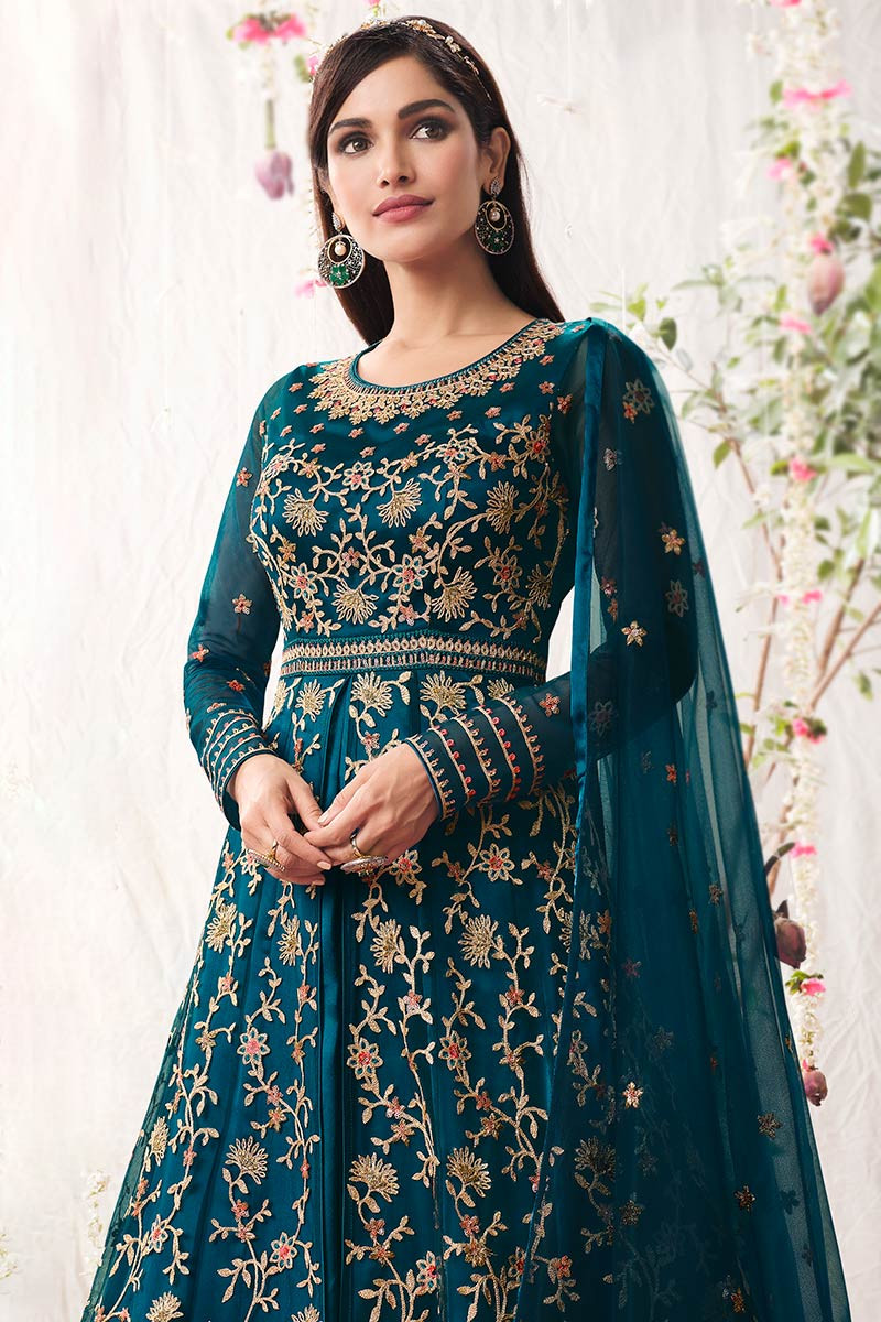 Beautiful Zari Embroidered Blue Anarkali Suit LSTV112338