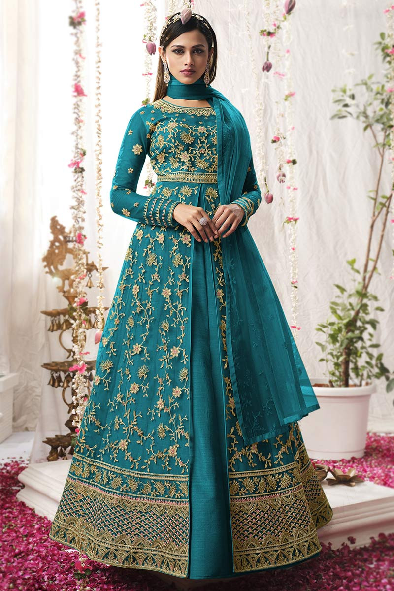 Peacock blue dress online hot sale