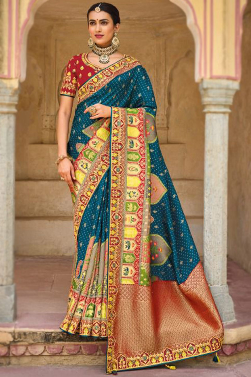 Buy Elegant Yellow Viscose Silk Traditional Saree | Inddus.com.