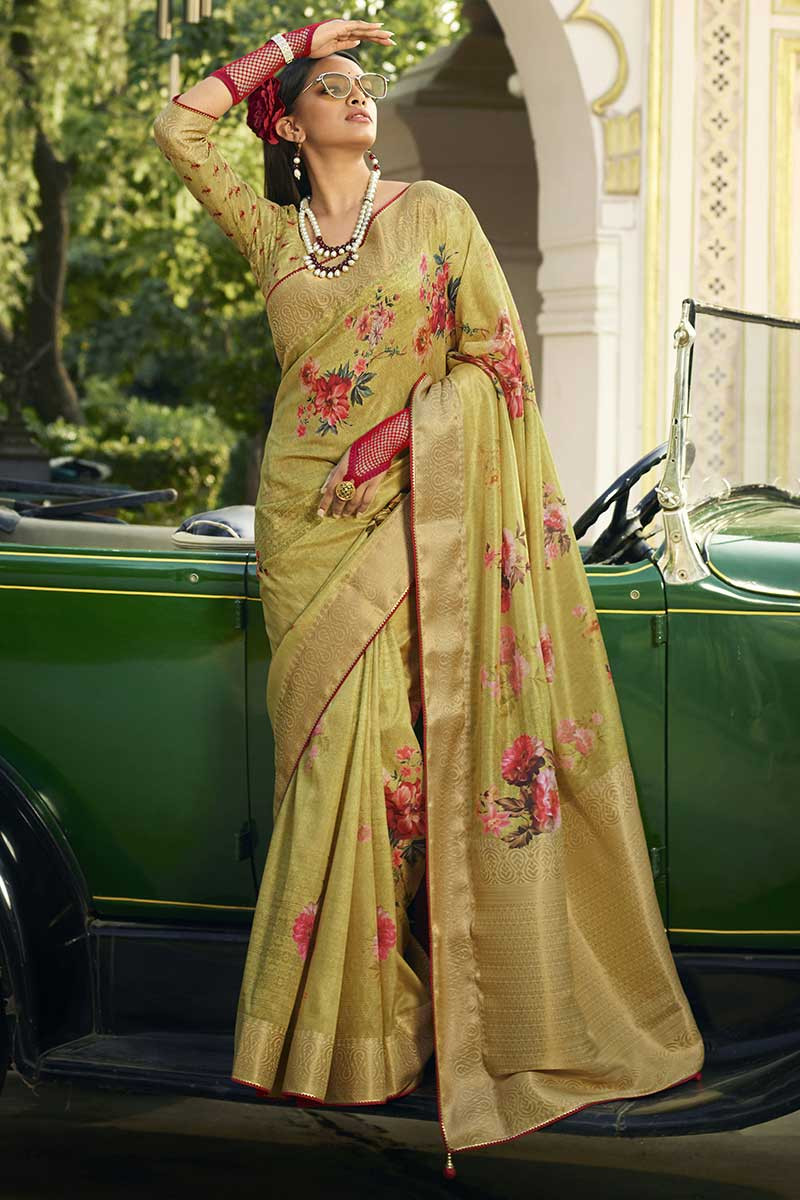 Women's Georgette Printed saree Designs For Wedding and Party wear To Look  Gorgeous. Ready To Wear saree With Unstitched Blouse Piece