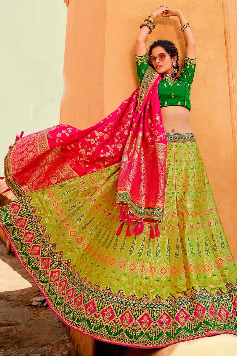 Indian Wedding Guest Silk Lehenga Choli For Women Wedding Designer Teal  Pink | eBay