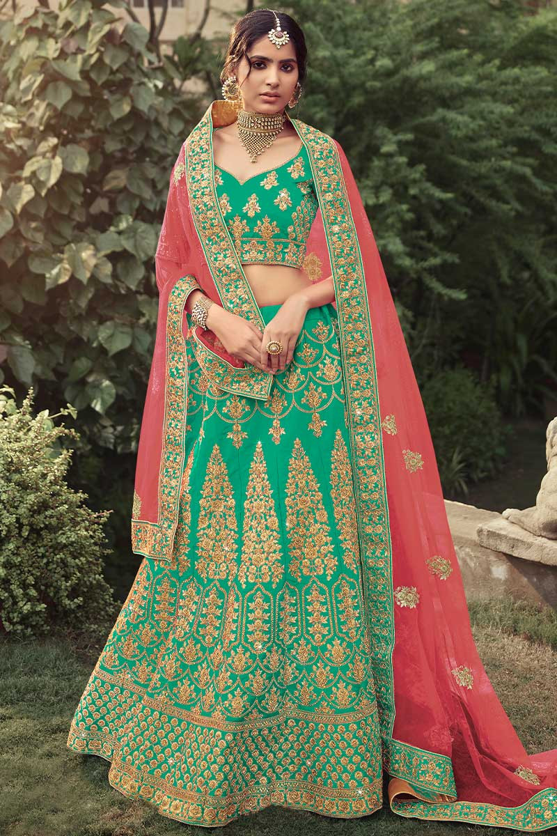 Boutique Collection Zari Embroidered Persian Green Lehenga LLCV110667