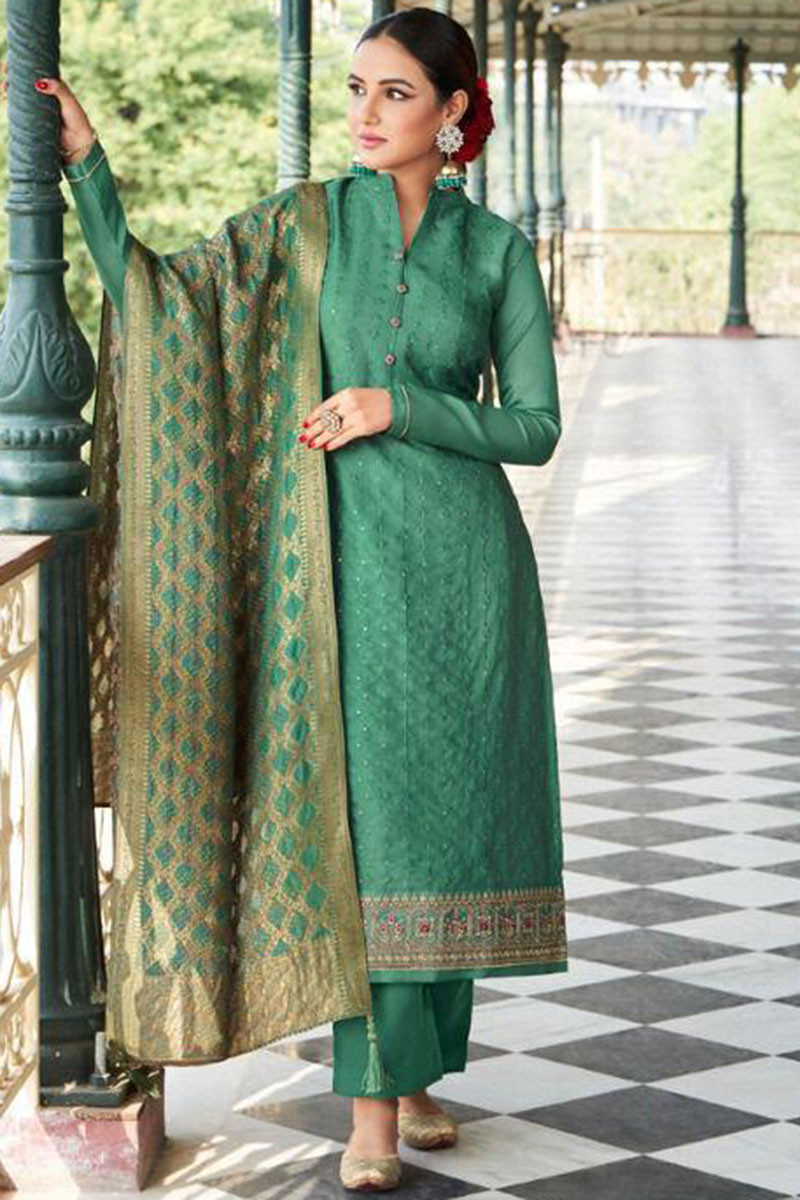 Tussar silk best sale designer suit