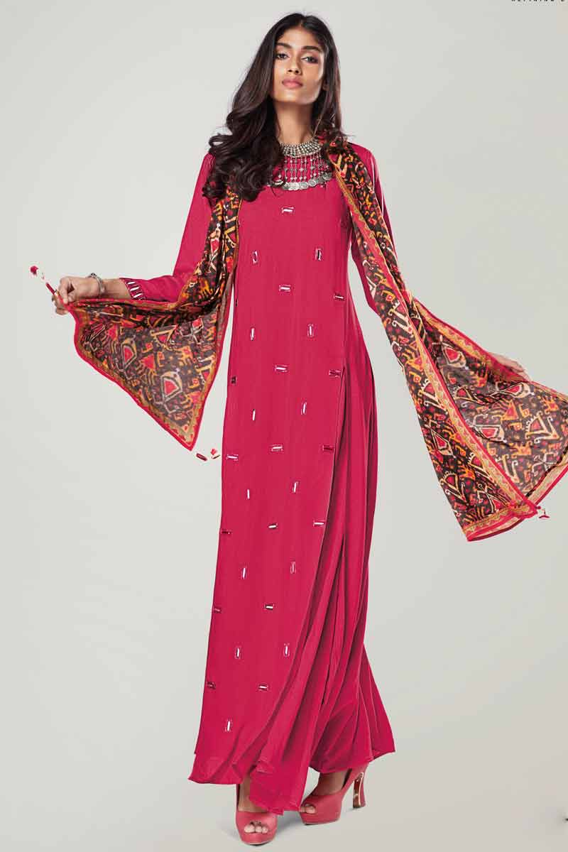 Attractive Pink Silk Anarkali Suit 