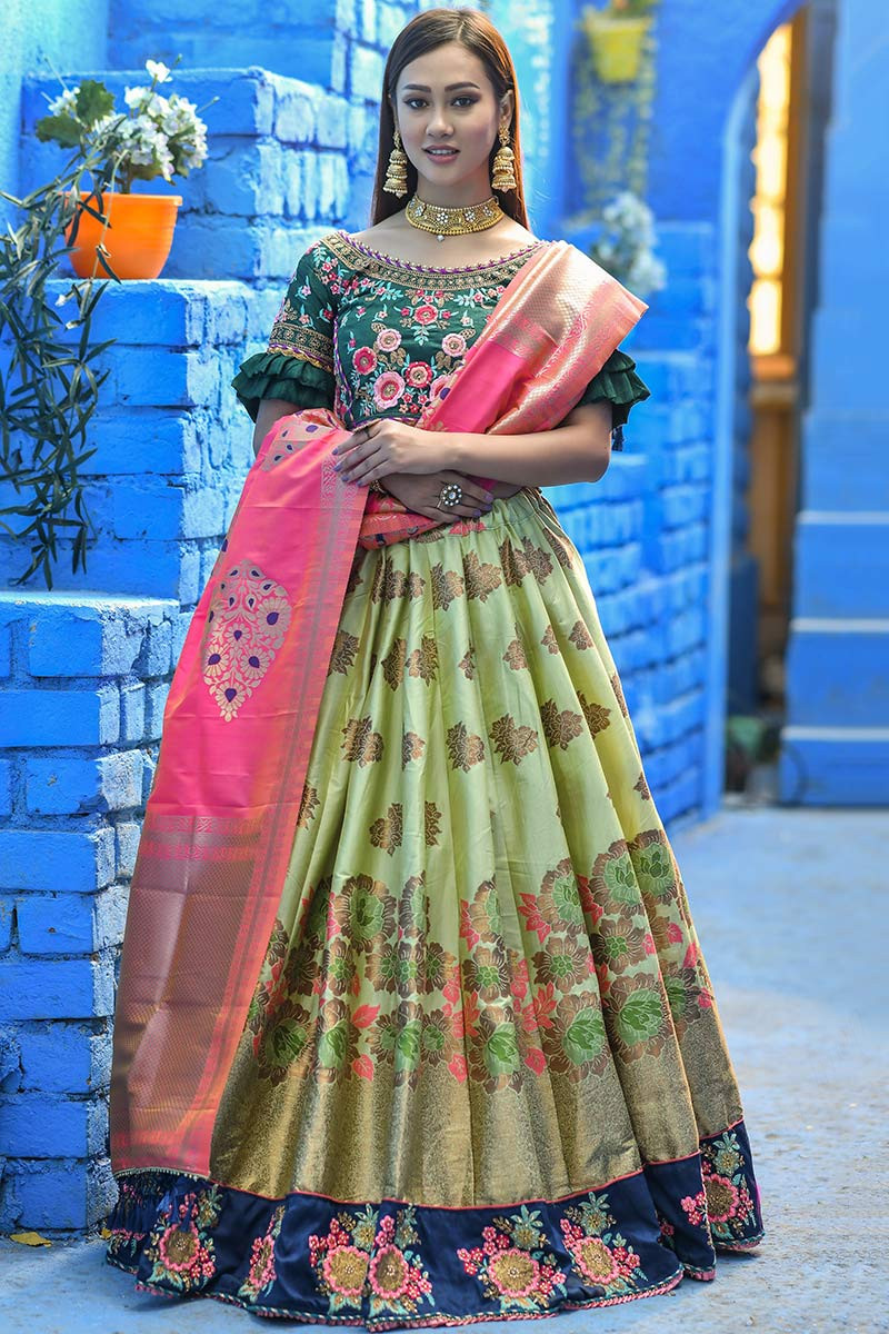Buy Rama Banarasi Silk Reception Wear Weaving Lehenga Choli Online From  Wholesalez.