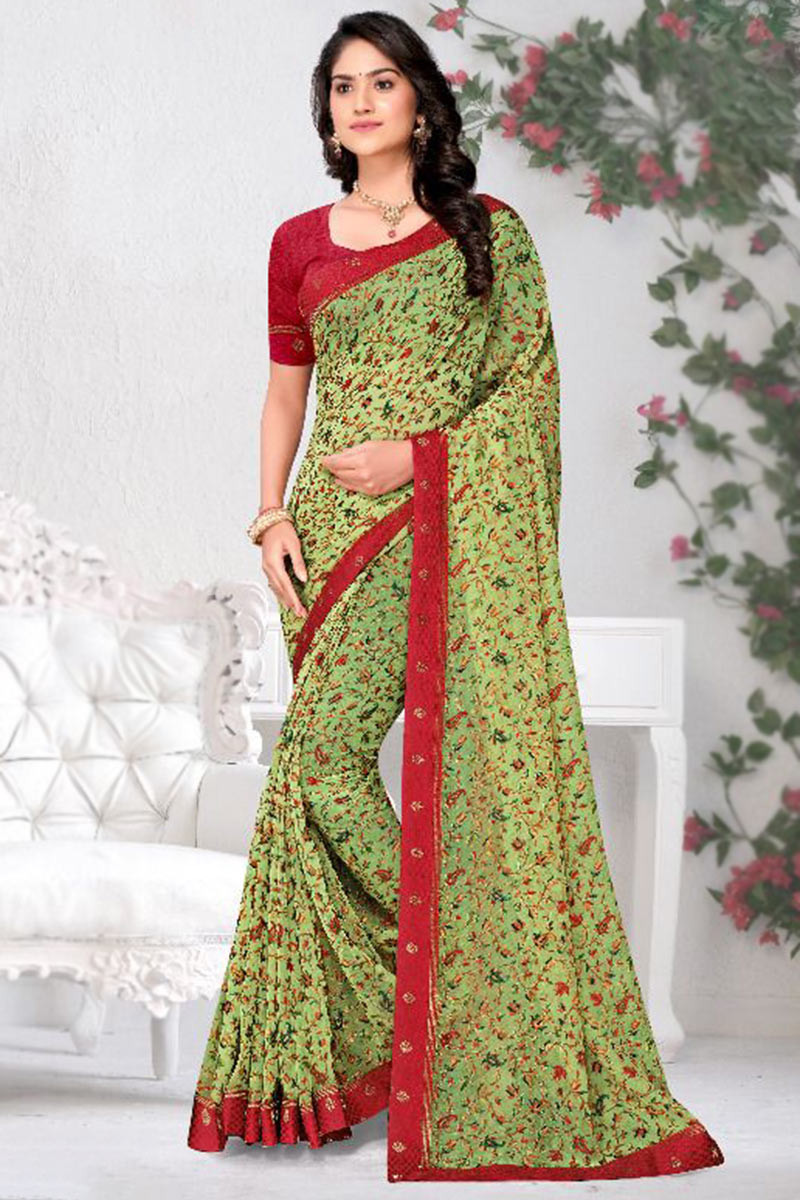 Printed Saree With Embroidery Blouse Brasso Saree With Blouse Sr01352693