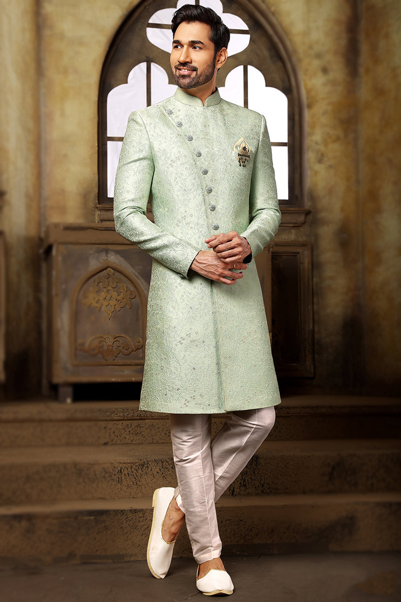 Mint green sherwani cheap