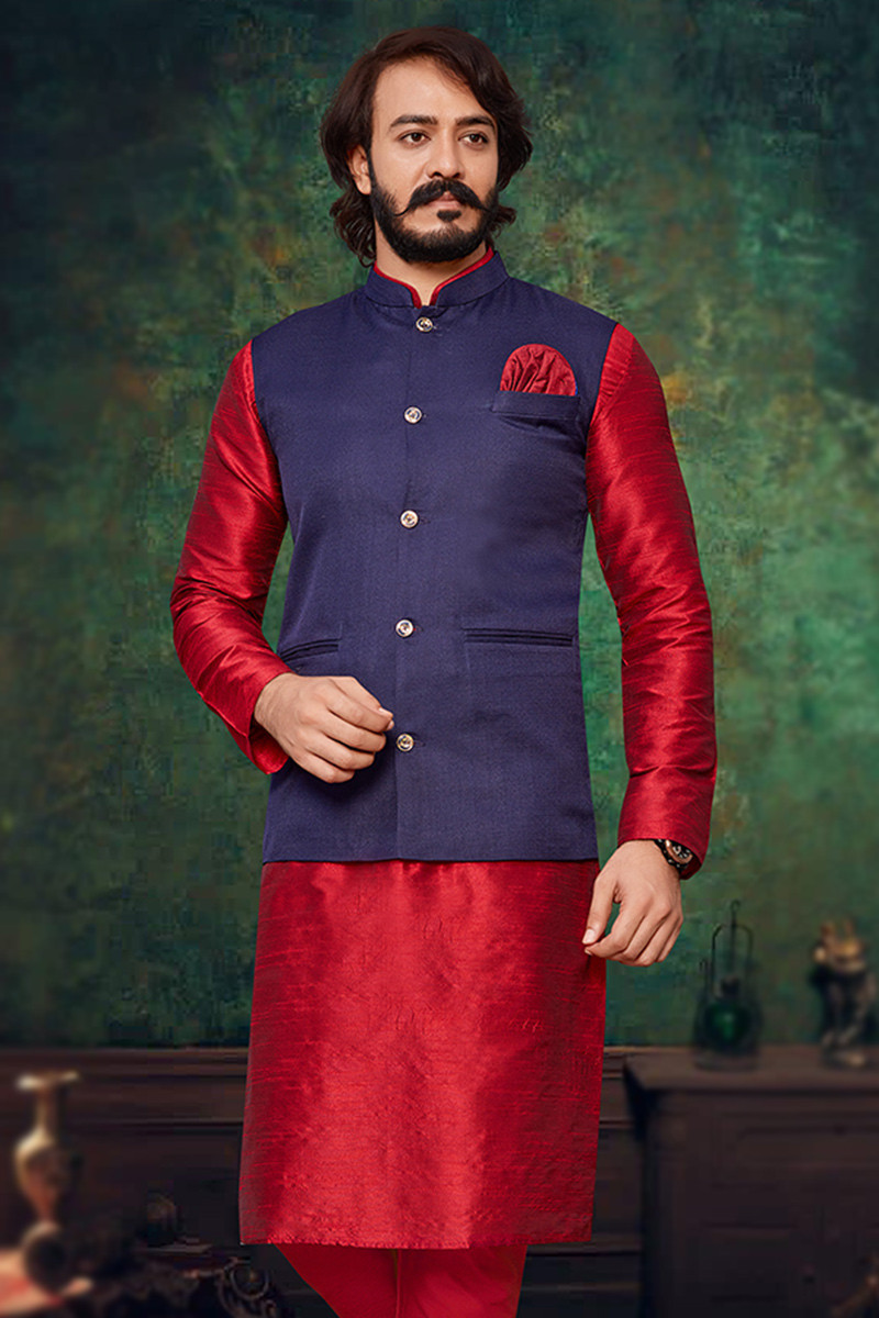 Red plain jacket top