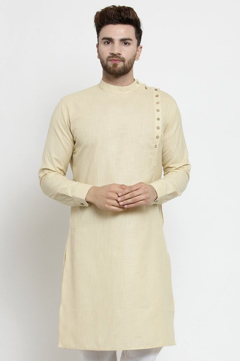 Buy online Solids Cotton Blend Long Kurta from top wear for Men by Fashion  Fricks for ₹339 at 58% off | 2024 Limeroad.com