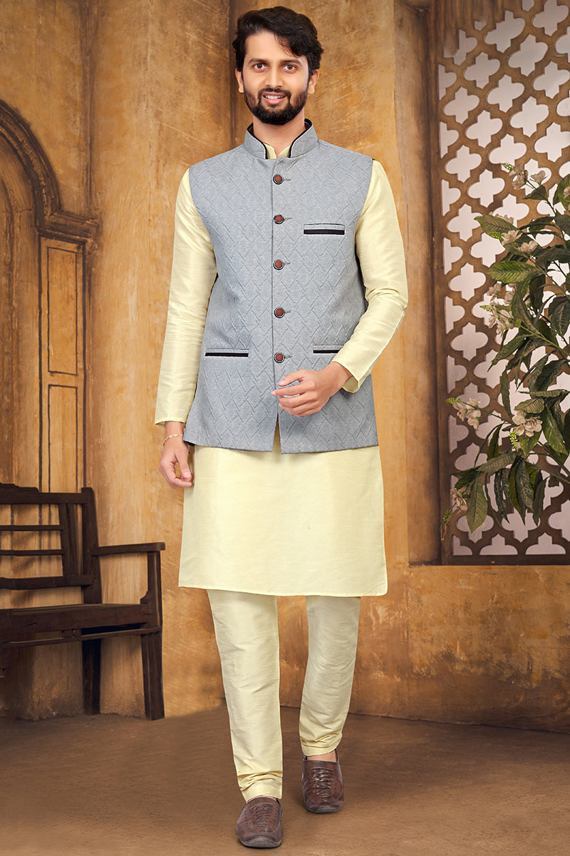 Plain kurta pajama with jacket outlet