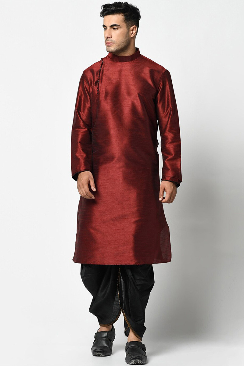 Maroon kurta black pajama on sale