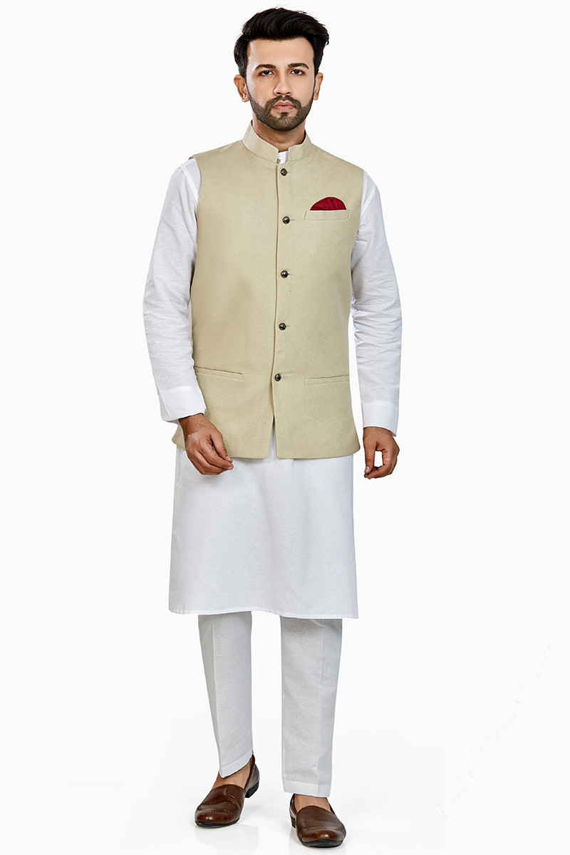 Linen white on sale kurta pajama
