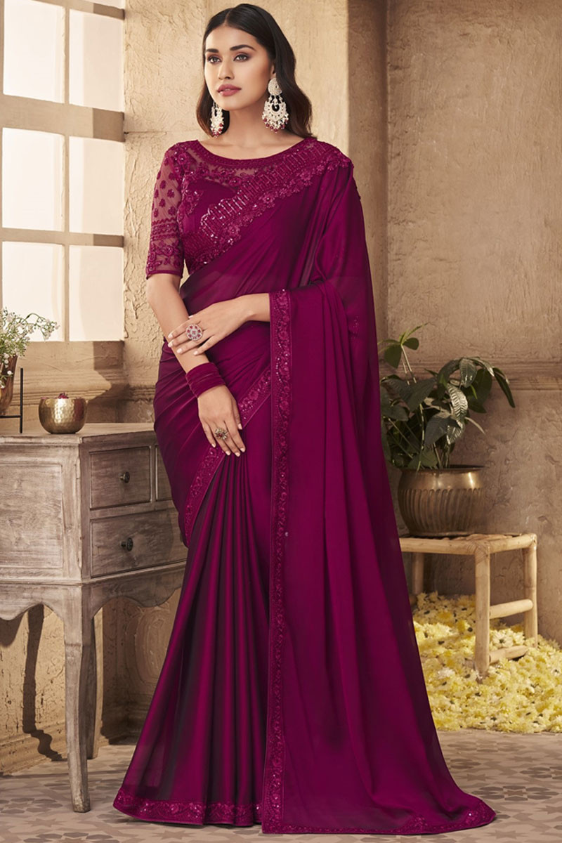 Secret Obsession Magenta Saree - I Love Sarees