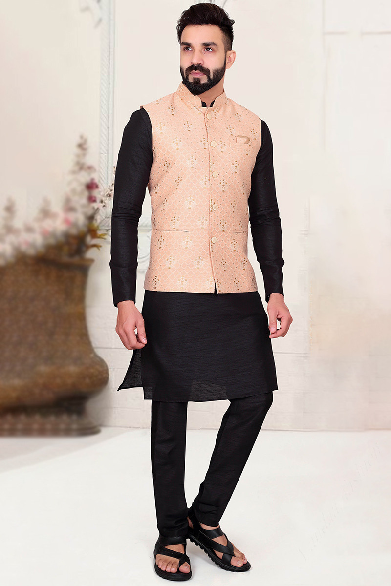 Black kurta pajama with nehru jacket new arrivals
