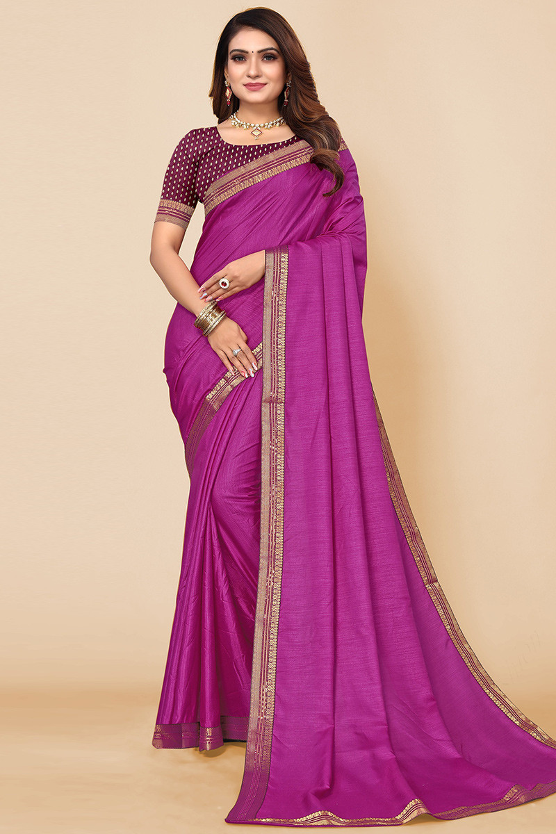 Magenta Satin Festival Wear Saree 221027