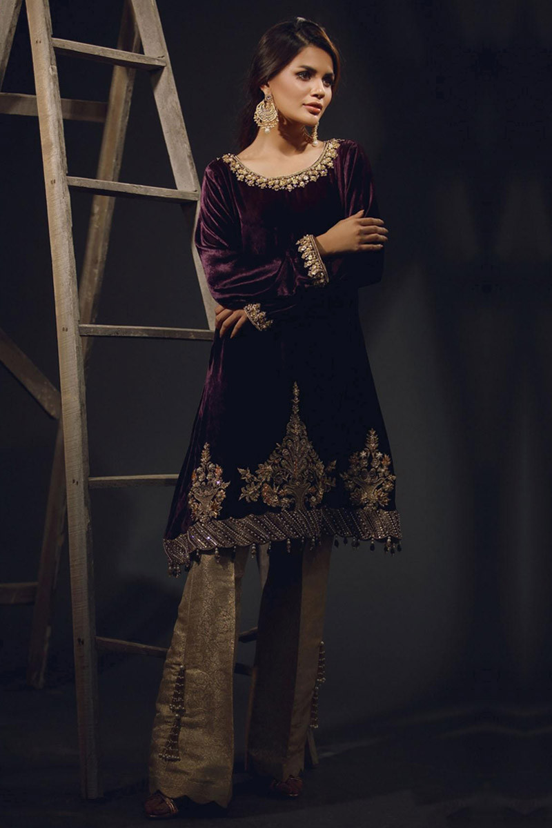 Velvet plazo dress store