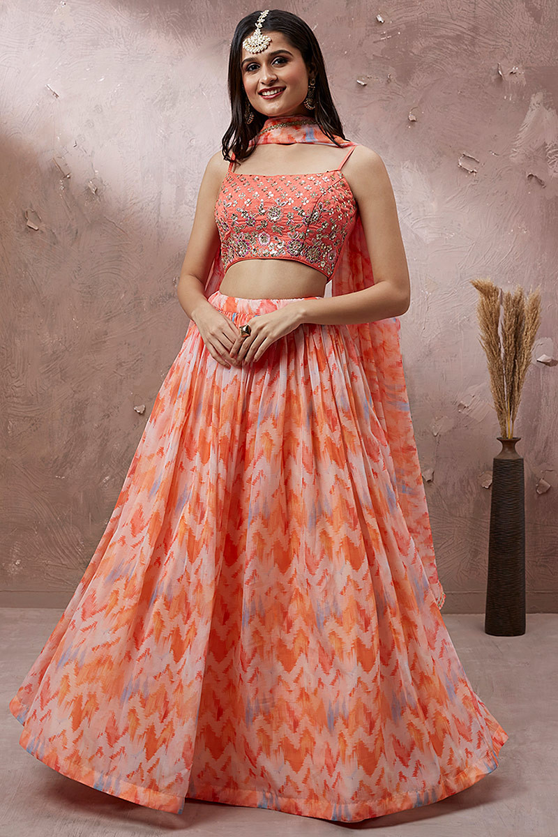 White Orange Lehenga, Indian Designer Lehenga, Wedding Lehenga, Crop Top  Skirt, Bridemaids Lehenga, Lehenga Choli, Women Lehenga, Ready-made - Etsy