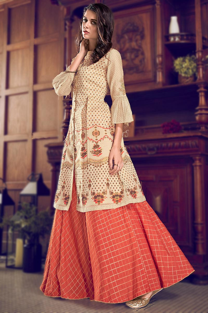 Buy Beige Chanderi Anarkali Set For Women by House of Pink Online at Aza  Fashions.